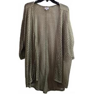 LuLaRoe Beige Sheer Open Front Chevron Pattern Cardigan Size L